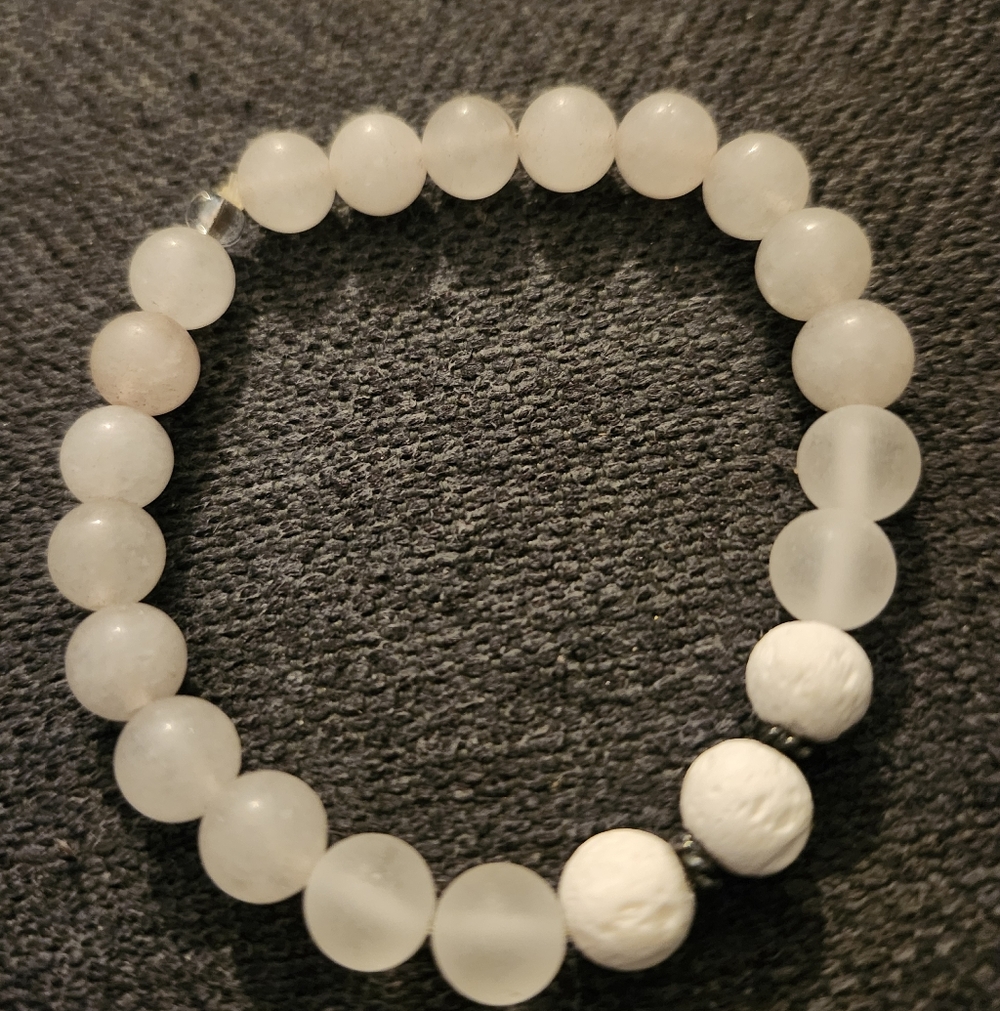 White Quartz Beaded Bracelet With Accent Beads